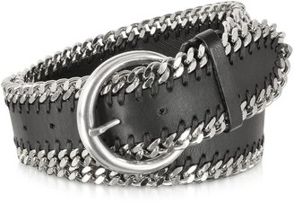 Forzieri Black Leather Chain Belt
