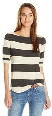 Three Dots Women's Easy Fit 3/4 Sleeve Boatneck Top