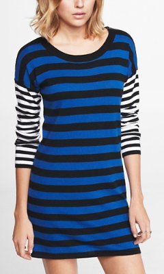 Express Zipper Mix Stripe Sweater Dress