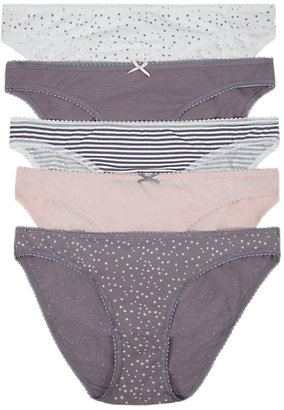 Marks and Spencer M&s Collection 5 Pack Cotton Rich Printed Bikini Knickers with New & Improved Fabric