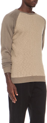 Robert Geller Texture Combo Cotton Sweatshirt in Khaki