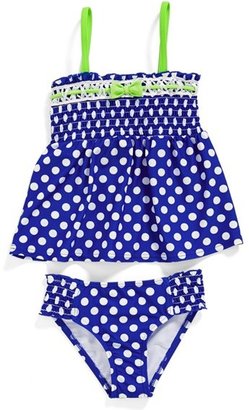 Hula Star Smocked Polka Dot Two-Piece Swimsuit (Toddler Girls & Little Girls)
