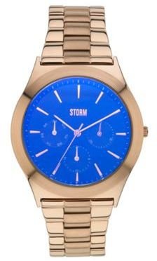 Storm Ladies rose gold & blue multifunction bracelet watch