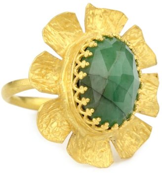 Pacifica Kevia Rose Cut Oval Emerald Flower Ring