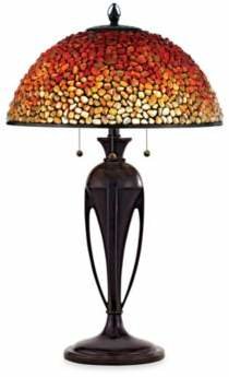 Quoizel Pomez 3-Light Tiffany Table Lamp with Stone Shade