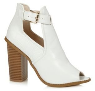 Red Herring White mock croc high block heel ankle boots