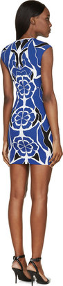 Alexander McQueen Blue Stretch Knit Matisse Dress
