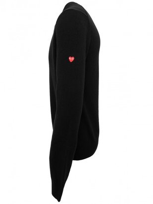 Comme Des Garcons Play 31436 PLAY Mens Small Red Heart Cardigan Black