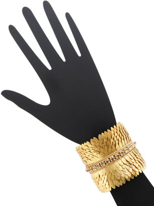 Deepa Gurnani Gold-Tone Wide Feather Bracelet