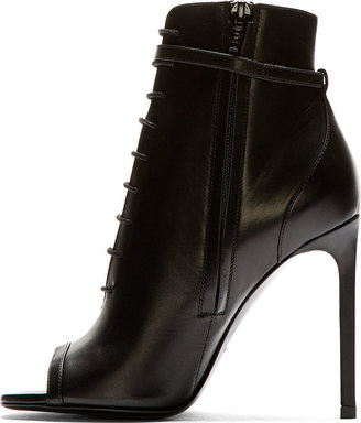 Saint Laurent Black Leather Open Toe Jane Boots