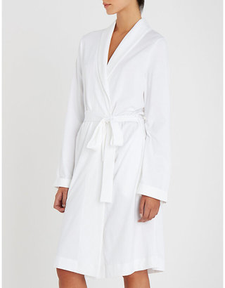Hanro Women's White Classic Cotton-Jersey Robe, Size: Medium