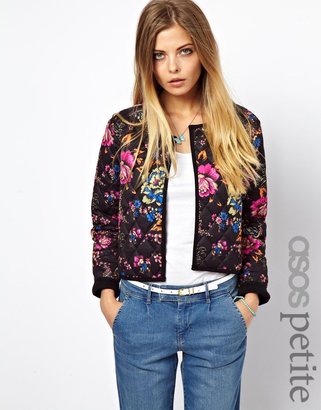 ASOS PETITE Quilted Jacket In Floral Print
