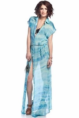 Gypsy 05 Carine Maxi Button Up Dress in Blue