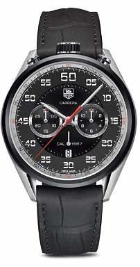 Tag Heuer Carrera Calibre 1887 Chronograph Stainless Steel and Black Leather Watch, 45mm