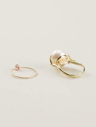 Wouters & Hendrix Gold pearl & ruby set of rings