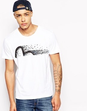 Evisu T-Shirt Pixel Seagull Print - White