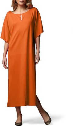 Joan Vass Keyhole-Front Long Dolman Dress, Petite