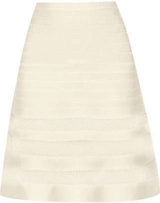 Herve Leger Alena mesh-paneled bandage skirt