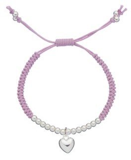 Little Ella Children's Esme Silver Plated Heart Charm Lavender Friendship Bracelet LE700