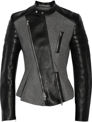 3.1 Phillip Lim Leather-paneled wool-blend biker jacket