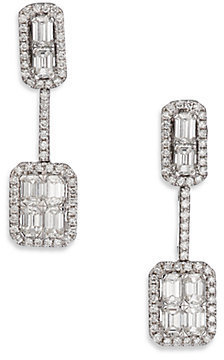 Roberto Coin Baguette Deco Diamond & 18K White Gold Drop Earrings
