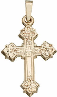 FINE JEWELRY Hollow 14K Yellow Gold Rounded Edge Cross Charm