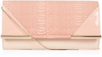 New Look Faux Snake Patent Corner Clutch