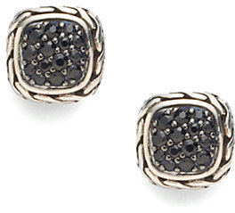 John Hardy Classic Chain Black Sapphire & Sterling Silver Small Square Earrings