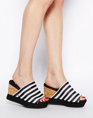 DKNY Iris Stripe Mesh Slide Flatform Sandals