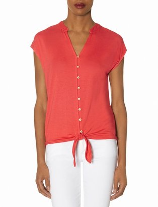 The Limited Buttoned Tie Front Top