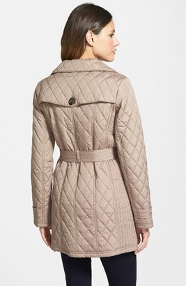 Ellen Tracy Single Breasted Quilted Trench Coat