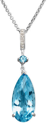 Sterling Silver Necklace, Blue Topaz (16-1/2 ct. t.w.) and Diamond Accent Drop Pendant