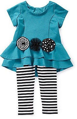 Bonnie Baby 12-24 Months Ruffled-Peplum Dress & Striped Leggings Set