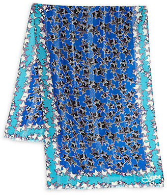 Diane von Furstenberg Shimmering Star-Print Wool & Lurex Scarf