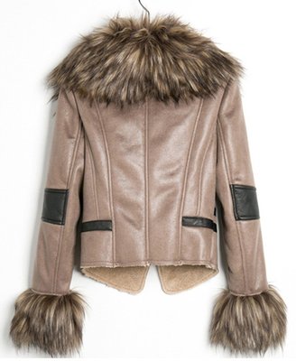 ChicNova Lambs Wool PU Fur Collar Coat