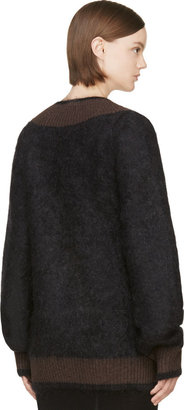 Calvin Klein Collection Grey & Brown Mohair Pepper Runway Sweater