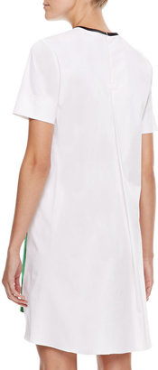 Cédric Charlier Colorblock Hi-Low Dress, White/Green