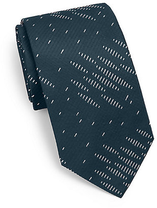 Armani Collezioni Diagonal Seed Print Silk Tie