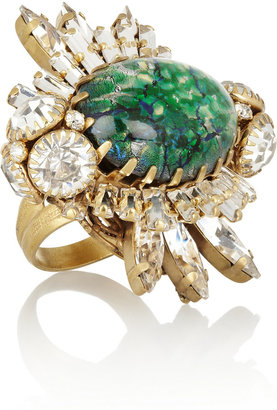 Swarovski Bijoux Heart Gold-plated, crystal and glass opal ring