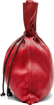 J.W.Anderson Red Ribbed Leather Drawstring Bag