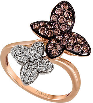 LeVian 14 Kt. Two-Tone Gold Chocolate & Vanilla Diamond Butterfly Ring