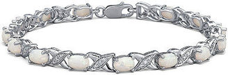Fine Jewelry Lab Created Opal with Diamond Accents Sterling Silver "XO" Link Bracelet