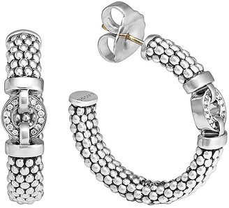 Lagos Enso Diamond Hoop Earrings in Sterling Silver