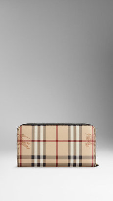 Burberry Leather and Haymarket Check Ziparound Wallet
