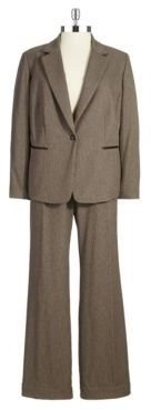 Tahari ARTHUR S. LEVINE Plus Two Piece Houndstooth Pants Suit