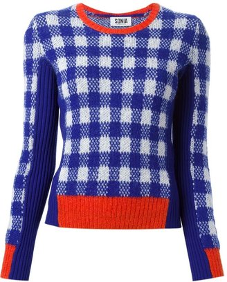 Sonia Rykiel SONIA BY check pattern contrasting panels sweater