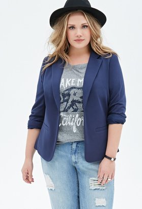 Forever 21 FOREVER 21+ Cuffed-Sleeve Knit Blazer
