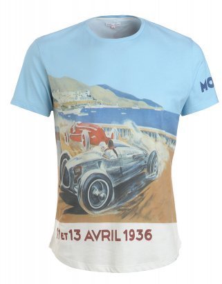 Orlebar Brown T-Shirt, Sky Blue Vintage Monaco 1936 Print Tee