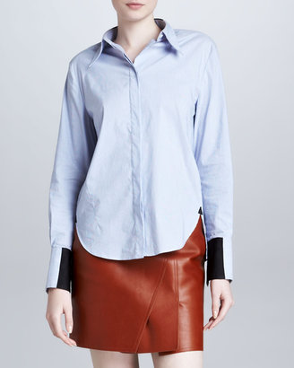 3.1 Phillip Lim Layered Leather Miniskirt, Cognac
