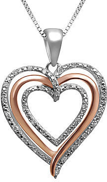 JCPenney FINE JEWELRY 1/10 CT. T.W. Diamond Triple-Heart Pendant Necklace